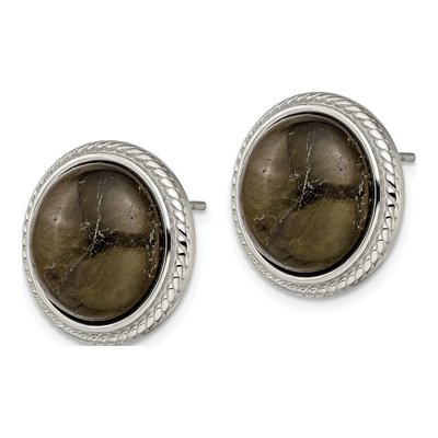 Stainless Steel Labradorite Stud Earrings – view 4