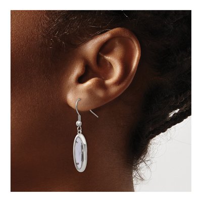 Stainless Steel Grey Glass Dangle Earrings – view 5