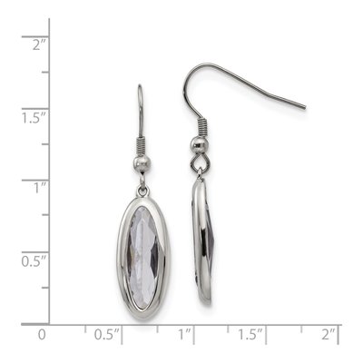 Stainless Steel Grey Glass Dangle Earrings – view 6