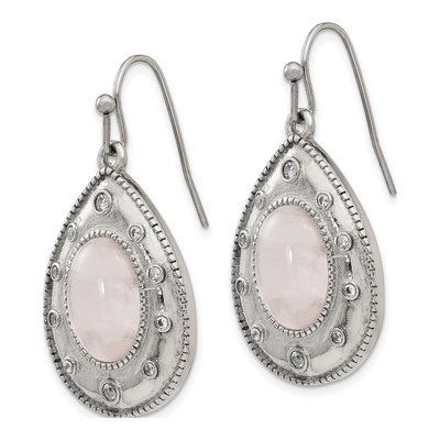 Stainless Steel CZ Dangle Earrings – view 4