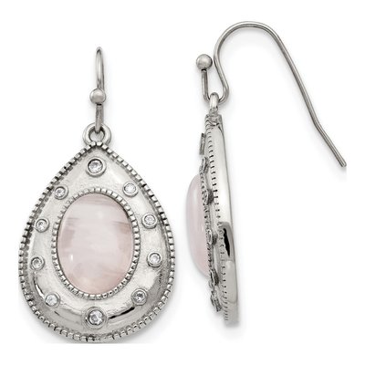 Stainless Steel CZ Dangle Earrings
