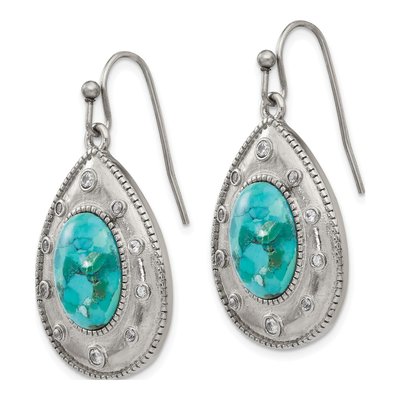 Stainless Steel CZ Dangle Earrings – view 4