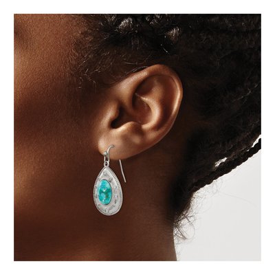 Stainless Steel CZ Dangle Earrings – view 5