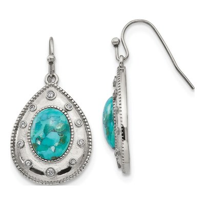 Stainless Steel CZ Dangle Earrings