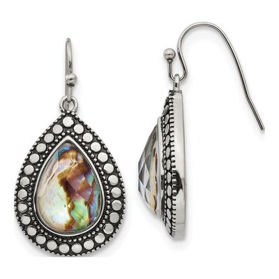 Stainless Steel Abalone Dangle Earrings