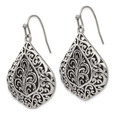 Stainless Steel Antiqued Dangle Earrings – view 4