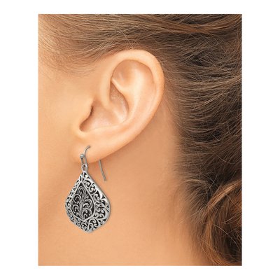 Stainless Steel Antiqued Dangle Earrings – view 5
