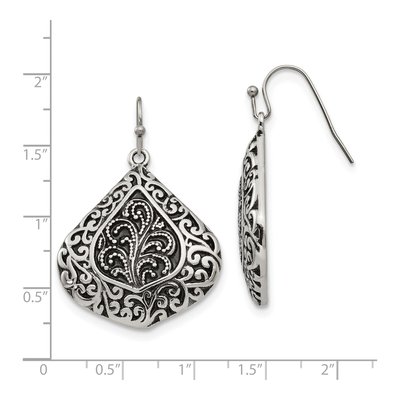 Stainless Steel Antiqued Dangle Earrings – view 6