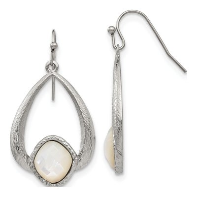 Stainless Steel Mother of Pearl Dangle Earrings