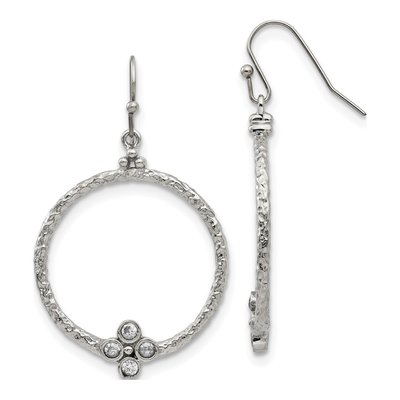 Stainless Steel CZ Dangle Earrings