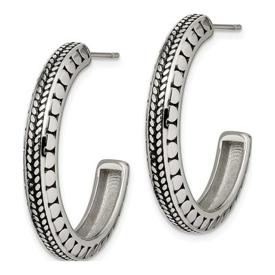Stainless Steel Antiqued Hoop Earrings – view 4