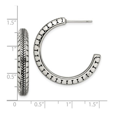 Stainless Steel Antiqued Hoop Earrings – view 6