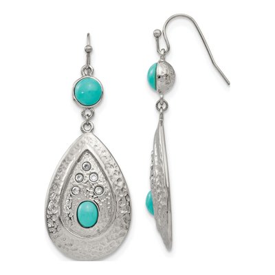 Stainless Steel CZ Dangle Earrings