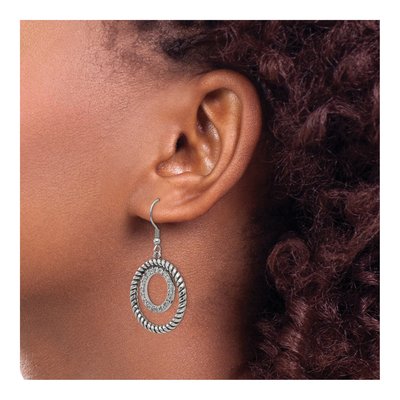Stainless Steel CZ Circle Dangle Earrings – view 5
