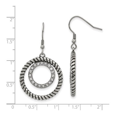 Stainless Steel CZ Circle Dangle Earrings – view 6