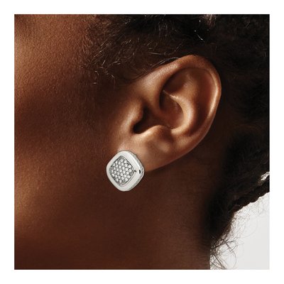 Stainless Steel CZ Square Stud Earrings – view 5