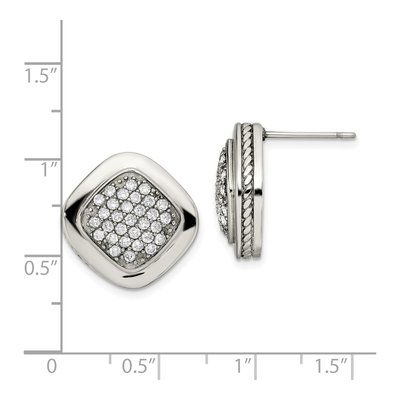 Stainless Steel CZ Square Stud Earrings – view 6