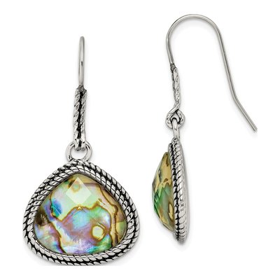 Stainless Steel Abalone Dangle Earrings