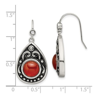 Stainless Steel Agate & CZ Dangle Earrings – view 6