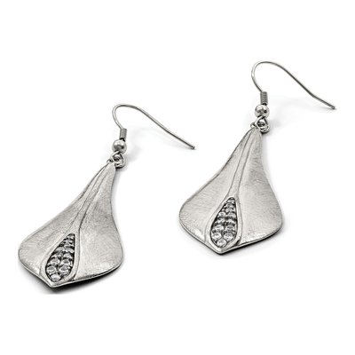 Stainless Steel CZ Dangle Earrings – view 7