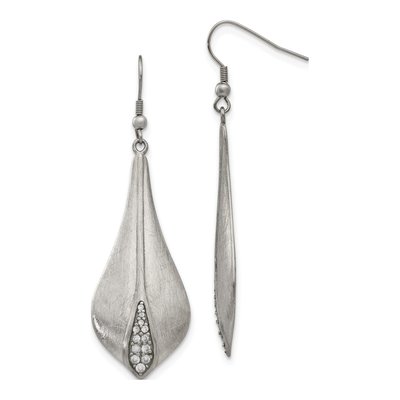 Stainless Steel CZ Dangle Earrings
