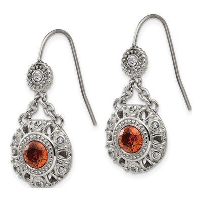 Stainless Steel CZ Clear Circle Dangle Earrings – view 4