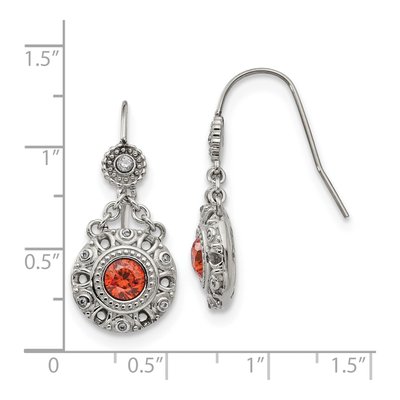 Stainless Steel CZ Clear Circle Dangle Earrings – view 6