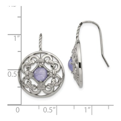 Stainless Steel Purple Calcedony Dangle Earrings – view 6