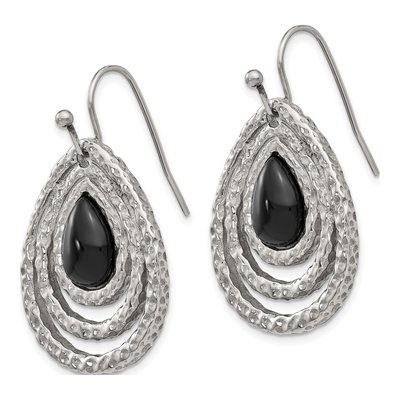 Stainless Steel Onyx Dangle Earrings – view 4