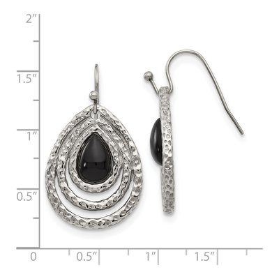 Stainless Steel Onyx Dangle Earrings – view 6
