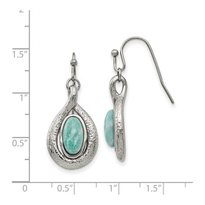 Stainless Steel Green Jade Dangle Earrings – view 6
