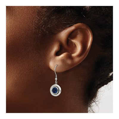 Stainless Steel Blue Druzy Dangle Earrings – view 5