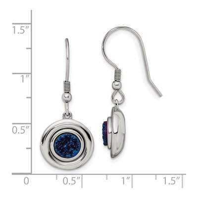 Stainless Steel Blue Druzy Dangle Earrings – view 6