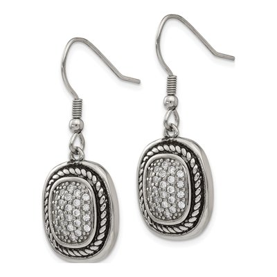 Stainless Steel CZ Dangle Earrings – view 4