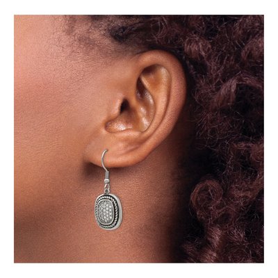 Stainless Steel CZ Dangle Earrings – view 5