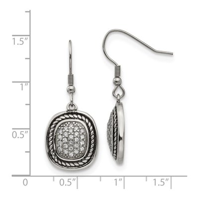 Stainless Steel CZ Dangle Earrings – view 6