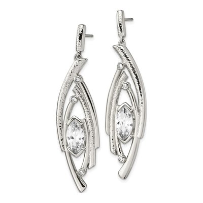 Stainless Steel CZ Marquise Dangle Earrings – view 4