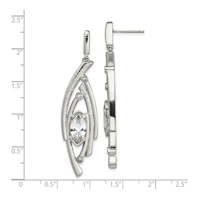 Stainless Steel CZ Marquise Dangle Earrings – view 6