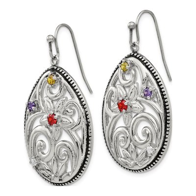 Stainless Steel CZ Multicolor Dangle Earrings – view 4