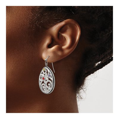 Stainless Steel CZ Multicolor Dangle Earrings – view 5