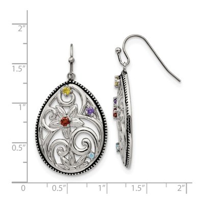 Stainless Steel CZ Multicolor Dangle Earrings – view 6