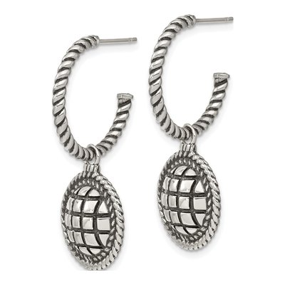 Stainless Steel Blue Sandstone Reversible Hoop Earrings – view 8