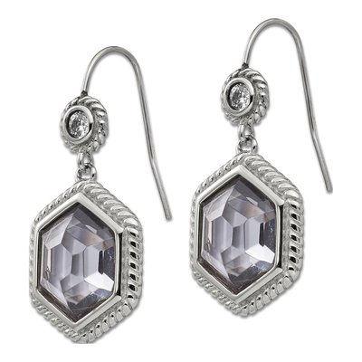 Stainless Steel CZ Glass Dangle Earrings – view 4