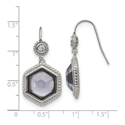 Stainless Steel CZ Glass Dangle Earrings – view 6