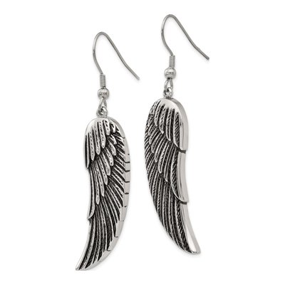Stainless Steel Wing Dangle Earrings – view 4