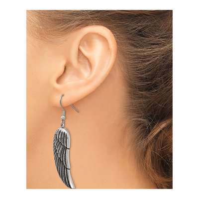 Stainless Steel Wing Dangle Earrings – view 5