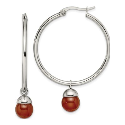Stainless Steel Agate Hoop Earrings
