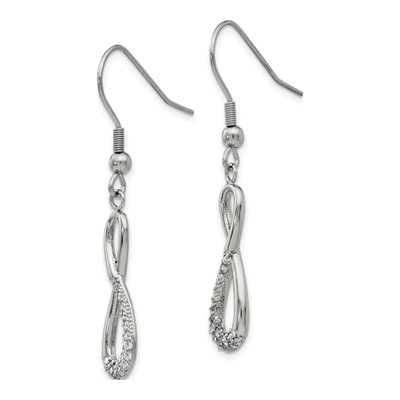 Stainless Steel CZ Infinity Dangle Earrings – view 4