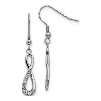 Stainless Steel CZ Infinity Dangle Earrings