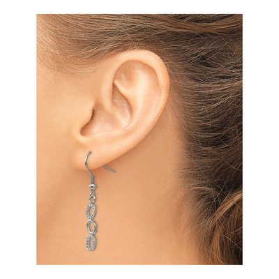 Stainless Steel CZ Oval Dangle Earrings – view 5